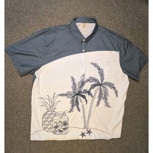 Hardaddy Mens‎ Hawaiian Vacation Button Up Shirt Beach Palm Tree Multicolor 3XL